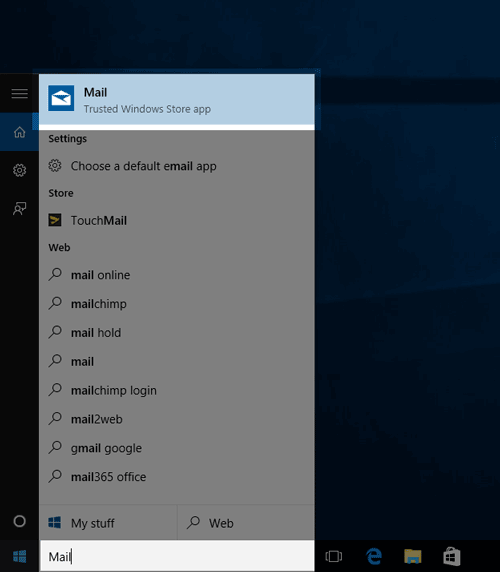 Searching Mail in Windows 10