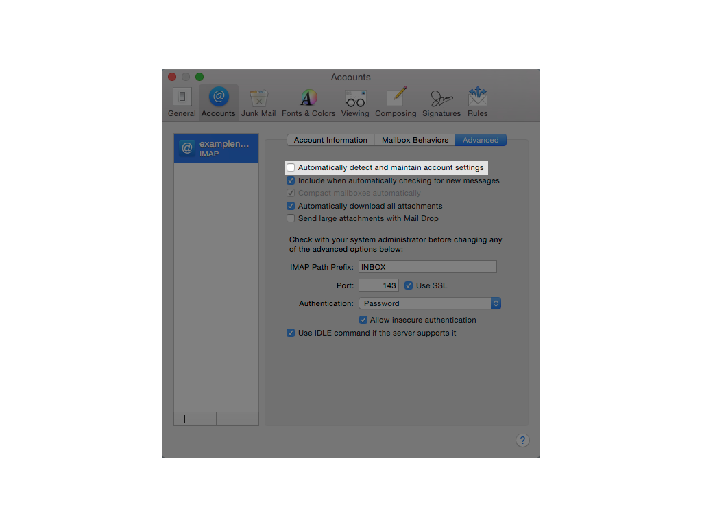 mac mail email settings for hostgator